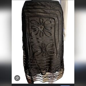 Maxstudio Special Esition Elegant Dark Brown  Lace  Skirt 100% Silk With Top